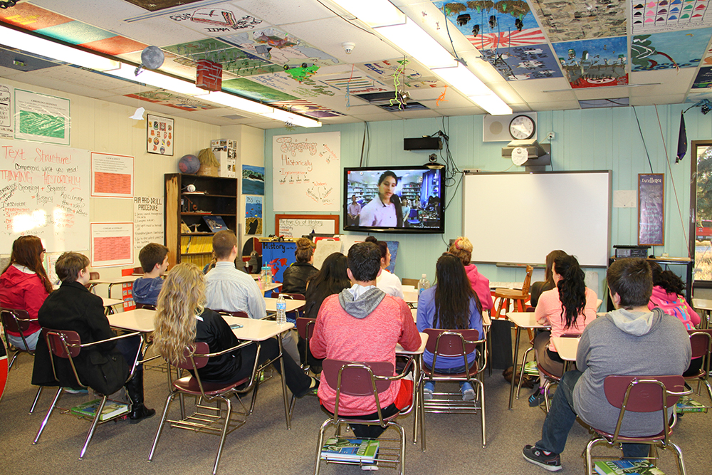 Educator Greg Zorbas, Kenai Central High School, videoconference in Classroom Without Walls (CWOW), and Global Nomads, May 13, 2015, 6:00 AM