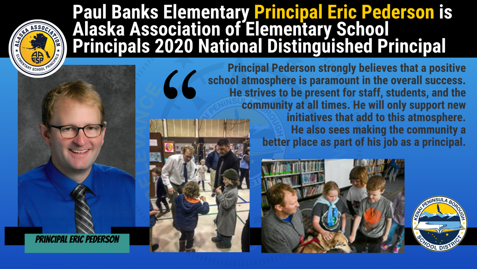 Principal Eric Pederson, named Alaska Association of Elementary School